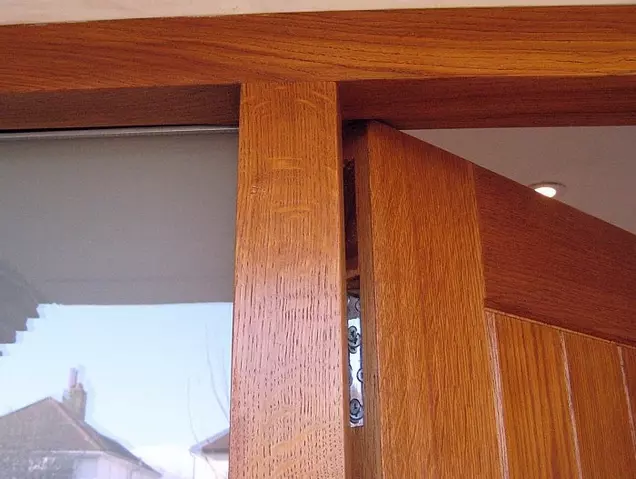 Solid oak section, light oak stain finish  